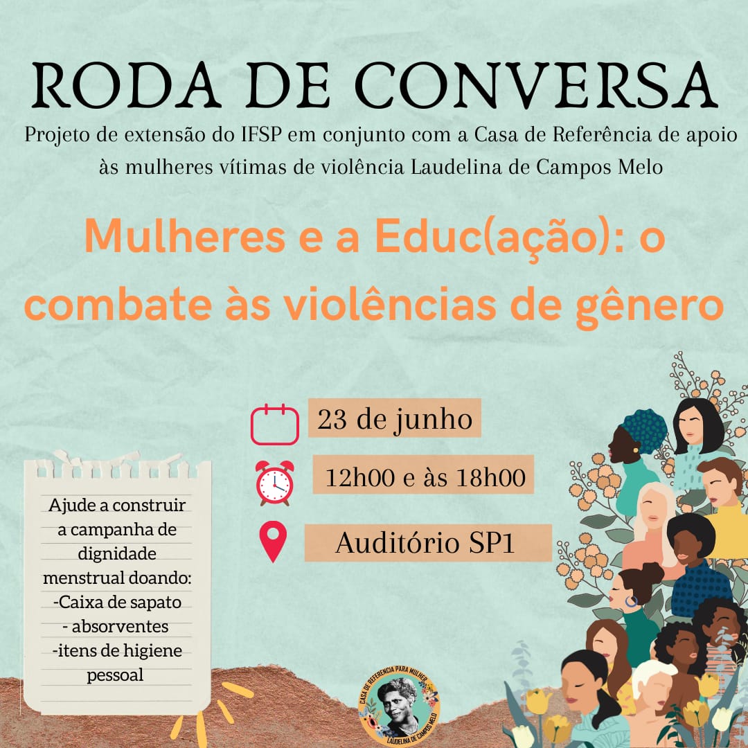 cartaz roda de conversa violências de gênero